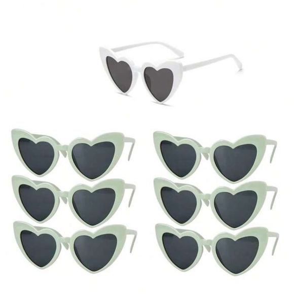 7 piece set: bride & bridesmaid heart shaped sunglasses...